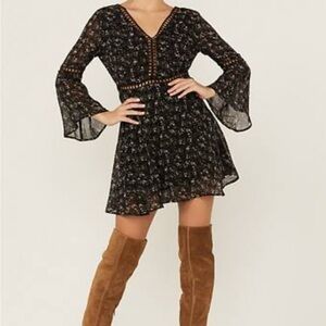 Chic Black Floral Mini Dress